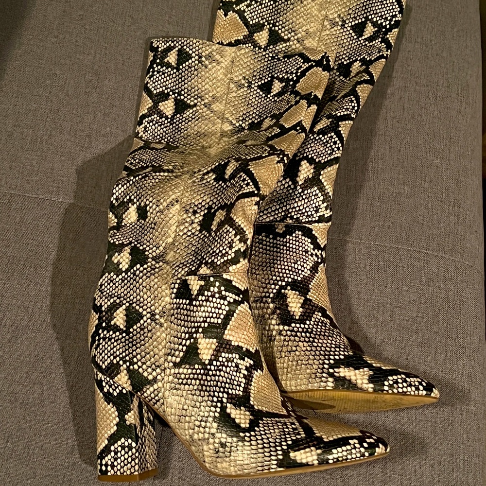 Snake Skin Leather Boots